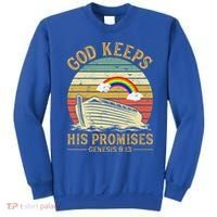 God Keeps His Promises Rainbow Noah Ark Jesus Christian Sweatshirt thumb 0