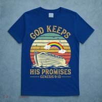 God Keeps His Promises Rainbow Noah Ark Jesus Christian T-Shirt thumb 5