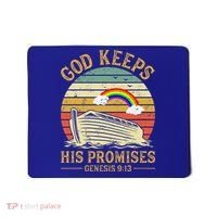 God Keeps His Promises Rainbow Noah Ark Jesus Christian Mousepad thumb 0