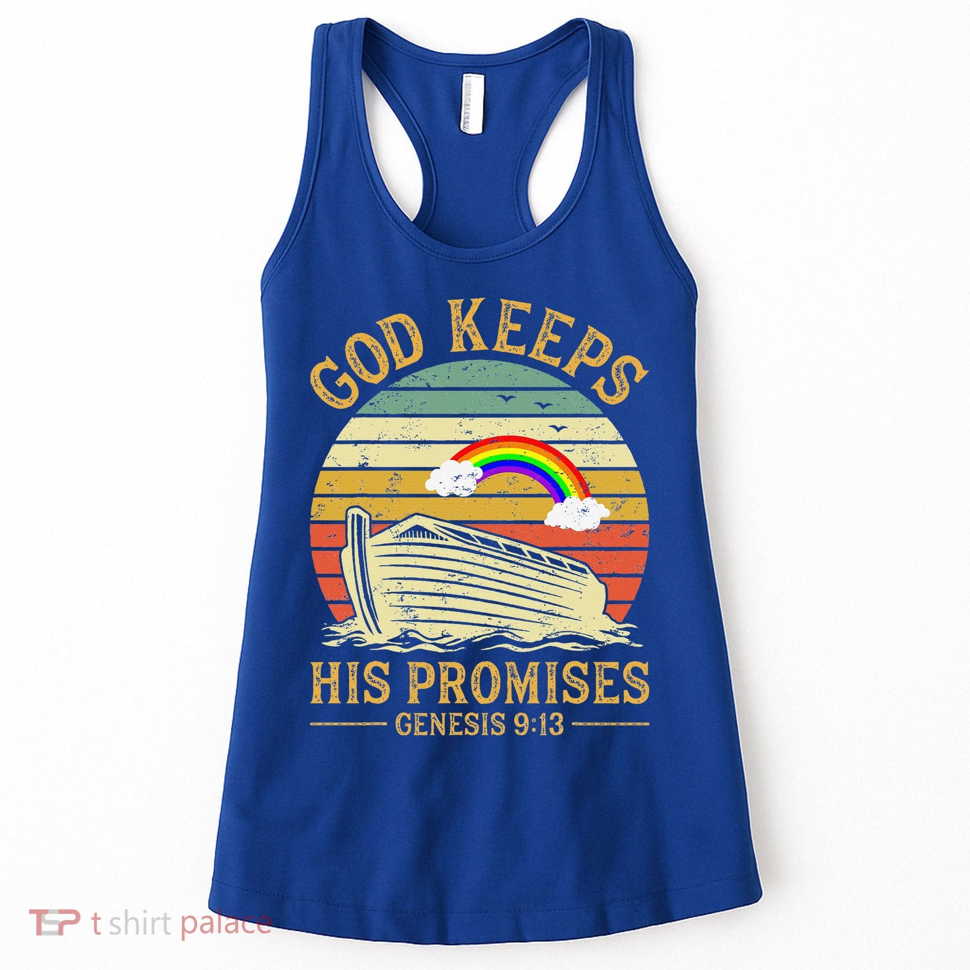 God Keeps His Promises Rainbow Noah Ark Jesus Christian Women's Tank Top