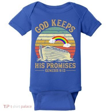 God Keeps His Promises Rainbow Noah Ark Jesus Christian Baby Bodysuit