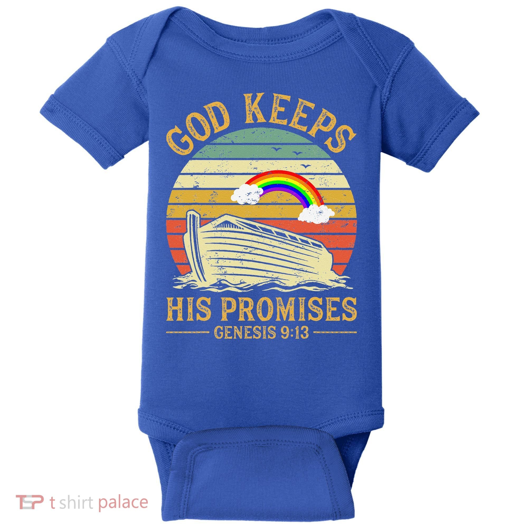 God Keeps His Promises Rainbow Noah Ark Jesus Christian Baby Bodysuit