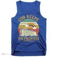 God Keeps His Promises Rainbow Noah Ark Jesus Christian Tank Top thumb 0