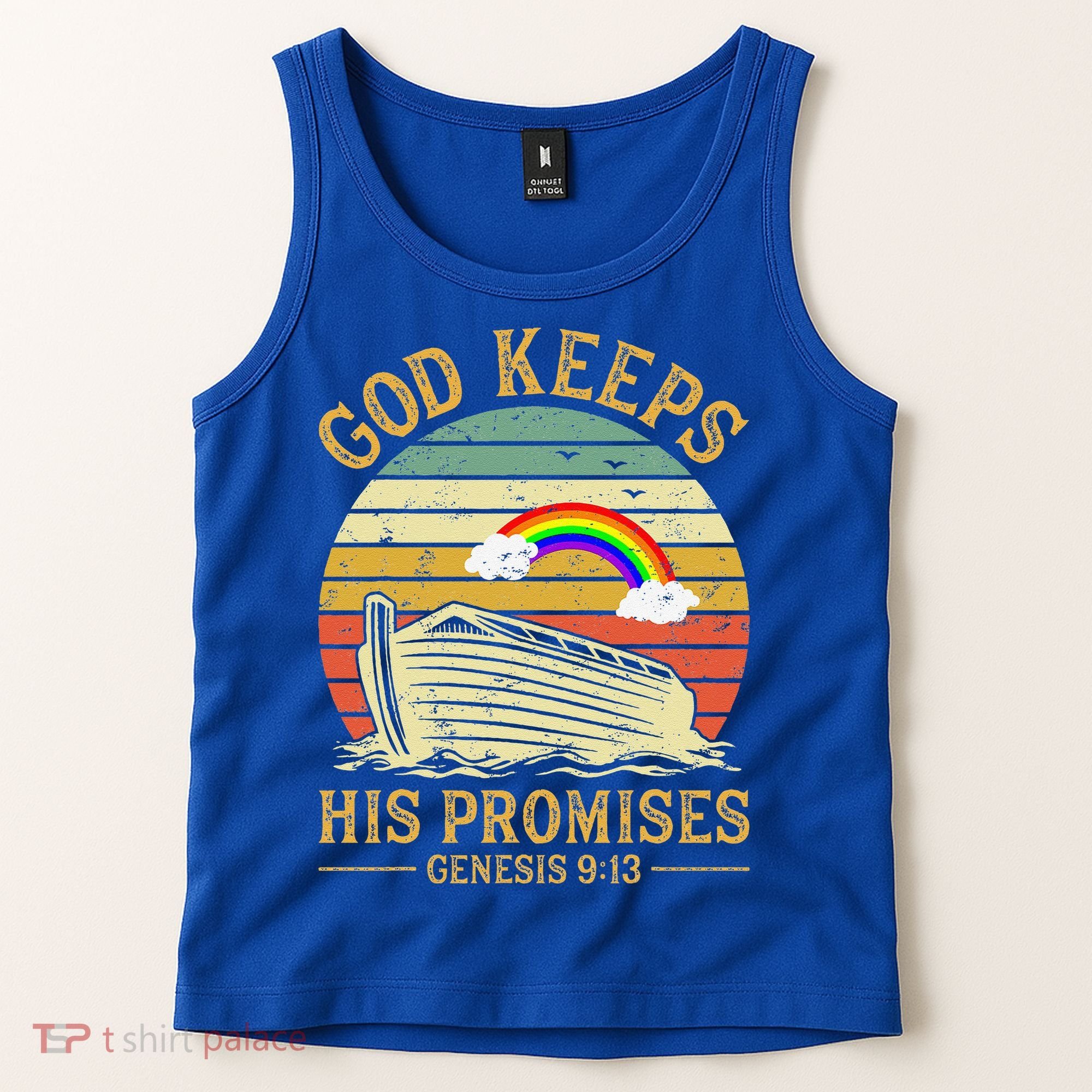 God Keeps His Promises Rainbow Noah Ark Jesus Christian Tank Top
