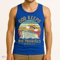 God Keeps His Promises Rainbow Noah Ark Jesus Christian Tank Top thumb 3