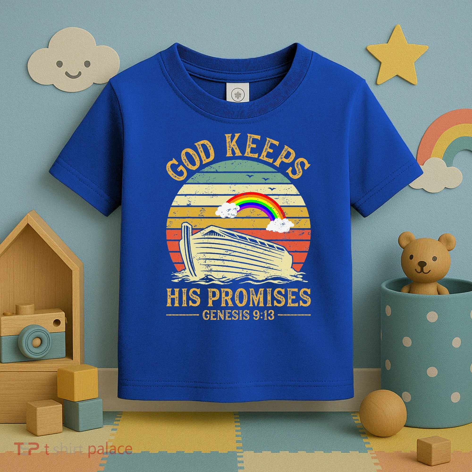 God Keeps His Promises Rainbow Noah Ark Jesus Christian Toddler T-Shirt