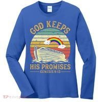 God Keeps His Promises Rainbow Noah Ark Jesus Christian Women's Long Sleeve Shirt thumb 0