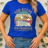 God Keeps His Promises Rainbow Noah Ark Jesus Christian Women's T-Shirt thumb 2