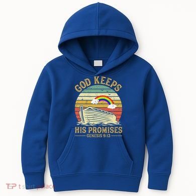 God Keeps His Promises Rainbow Noah Ark Jesus Christian Kids Hoodie