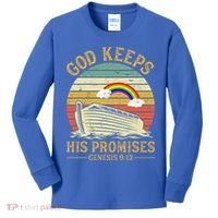 God Keeps His Promises Rainbow Noah Ark Jesus Christian Kids Long Sleeve Shirt thumb 0