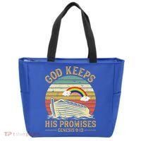 God Keeps His Promises Rainbow Noah Ark Jesus Christian Tote Bag thumb 0