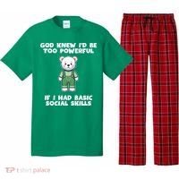 God Knew I’D Be Too Powerful If I Had Basic Social Skills Teddy Bear Pajama Set thumb 0