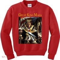 Great King Maga Donald Trump Throne Kids Sweatshirt thumb 0