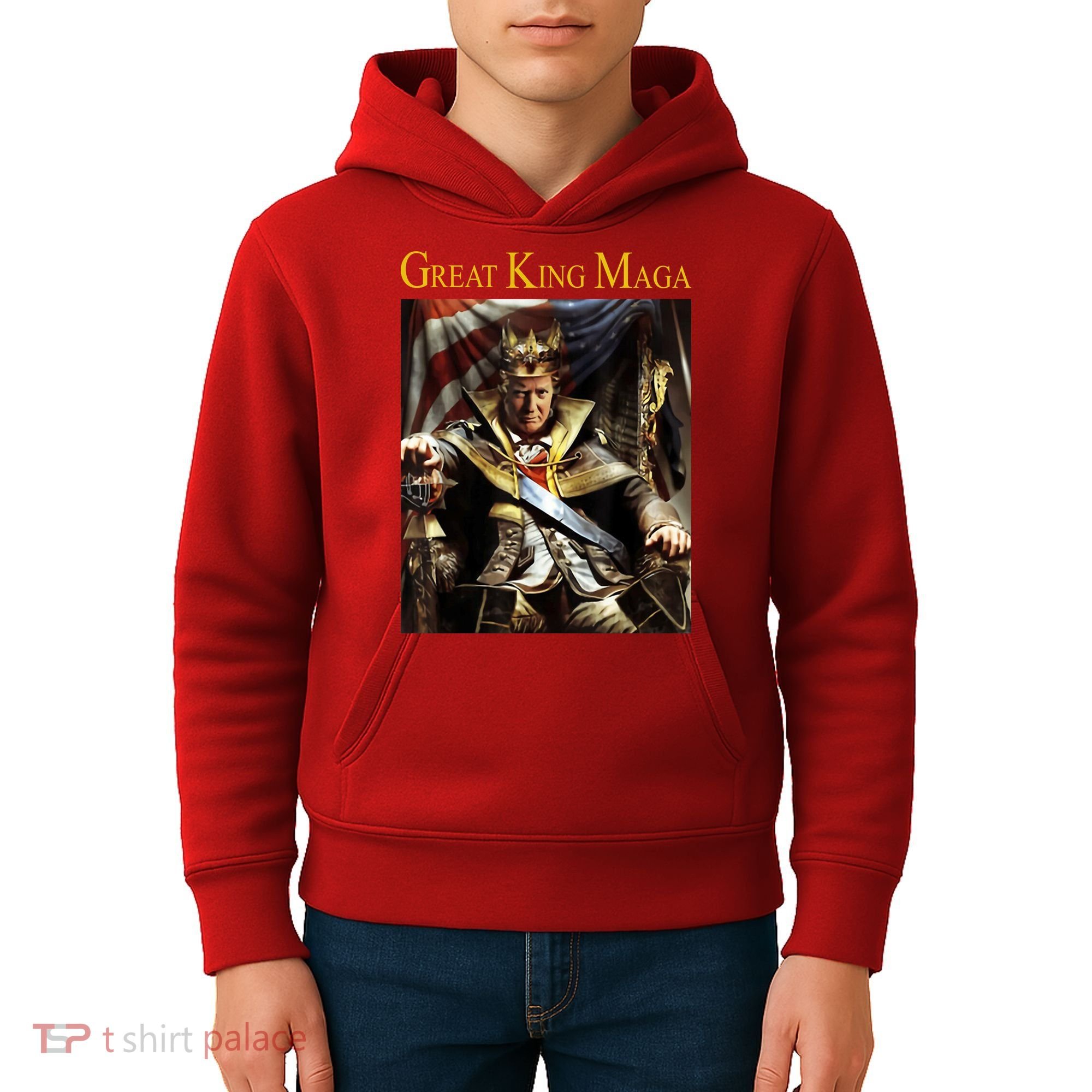 Great King Maga Donald Trump Throne Kids Hoodie
