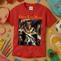 Great King Maga Donald Trump Throne Kids T-Shirt thumb 3