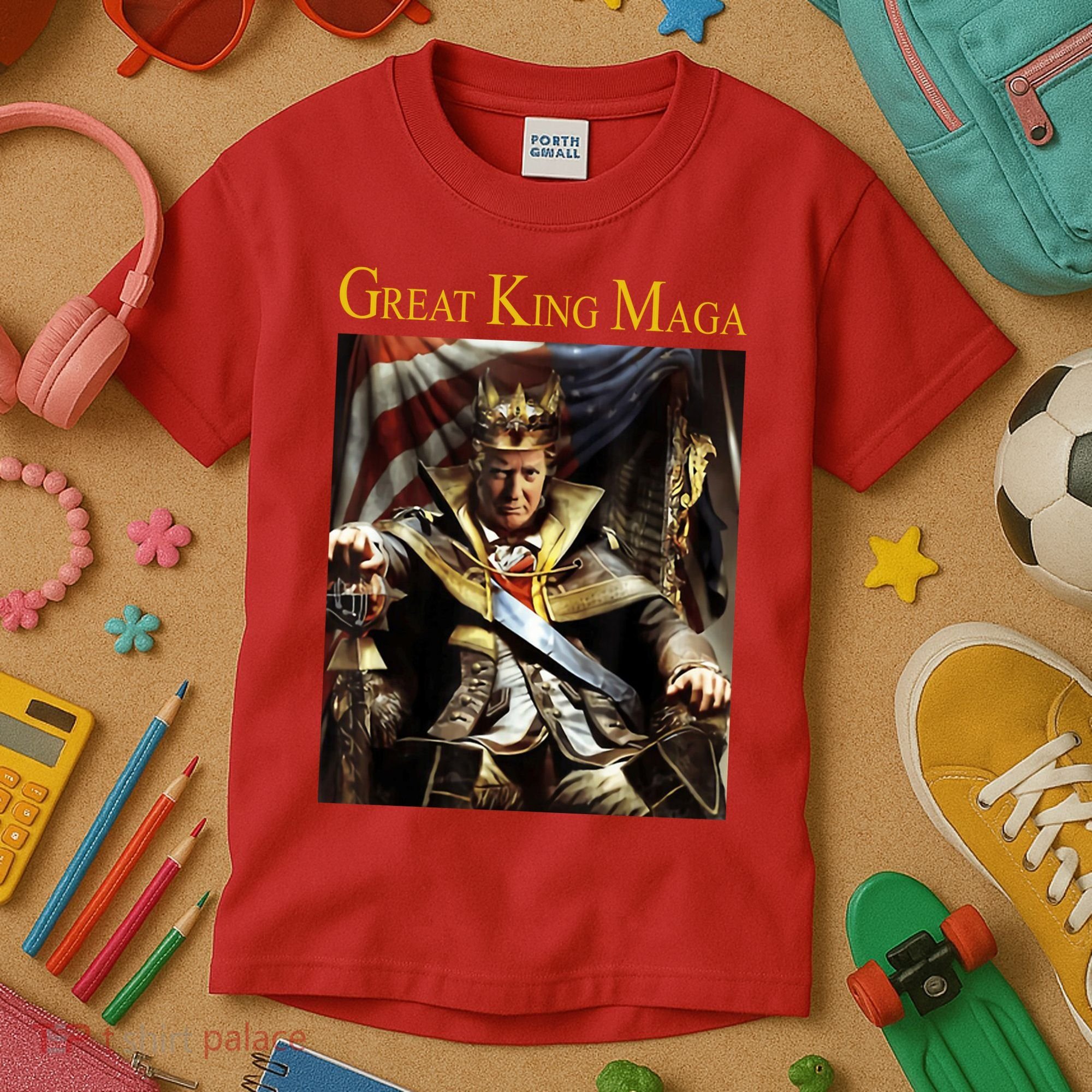 Great King Maga Donald Trump Throne Kids T-Shirt