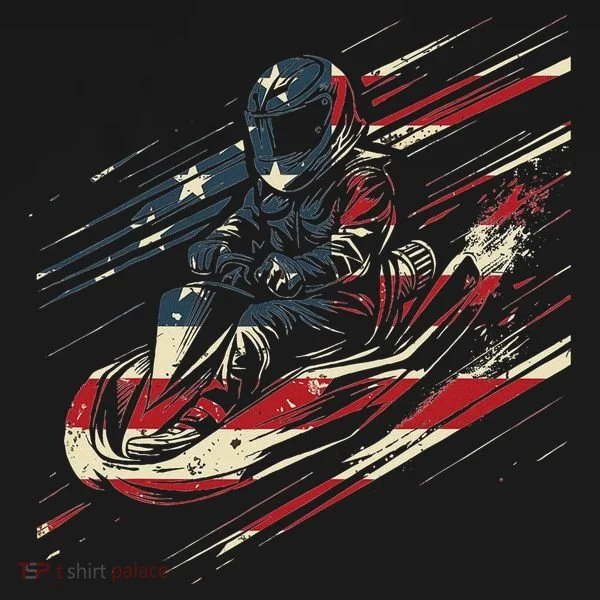 Go Kart Racing American Flag Ornament