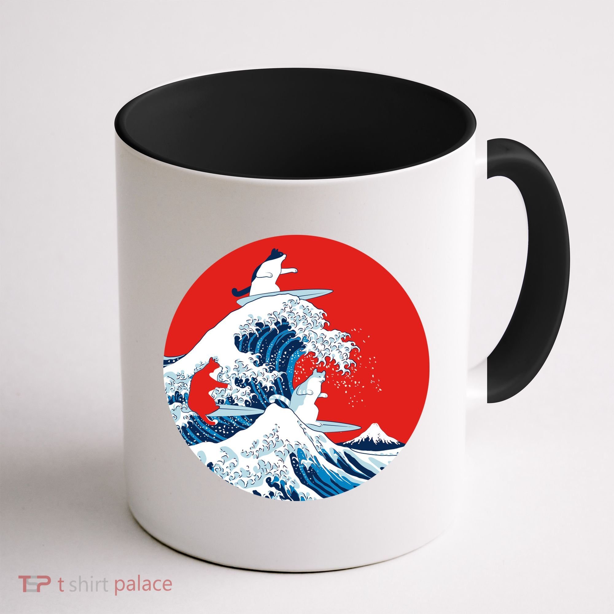 Great Kanagawa Wave Of Cats Coffee Mug