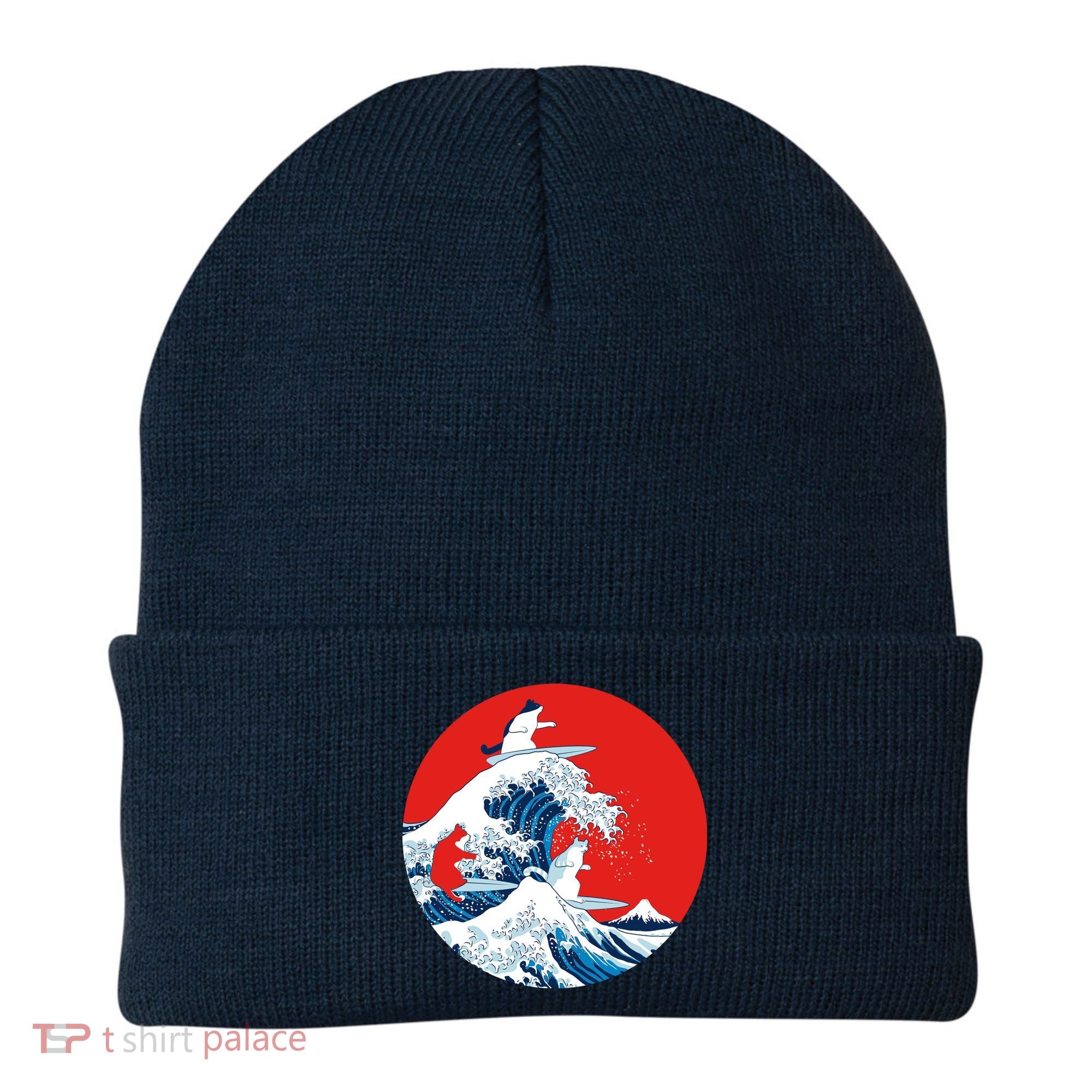 Great Kanagawa Wave Of Cats Beanie