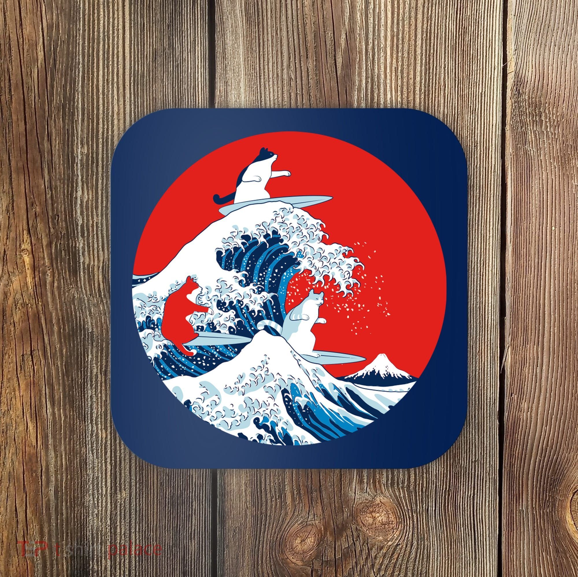 Great Kanagawa Wave Of Cats Coaster