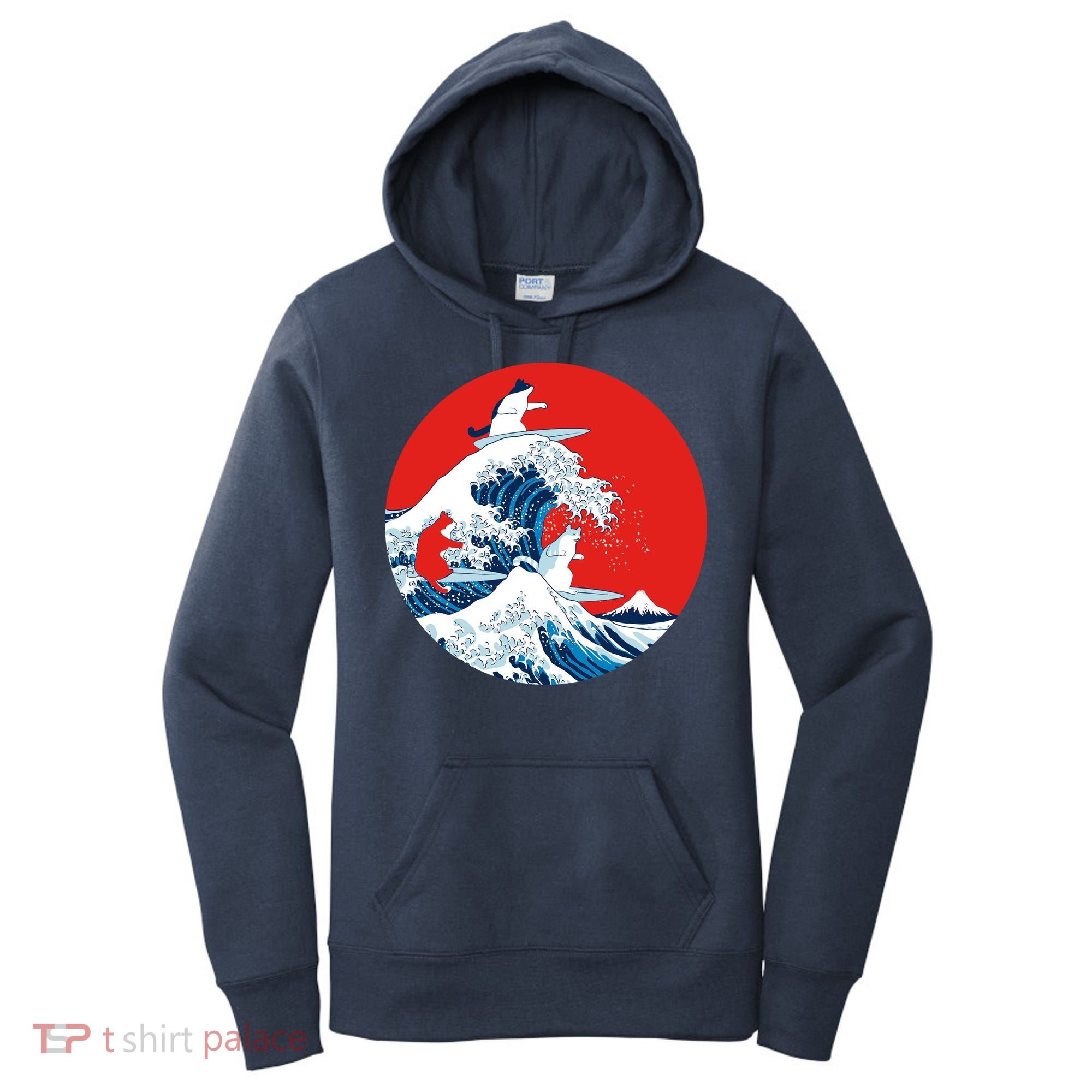 Great Kanagawa Wave Of Cats Women's Hoodie