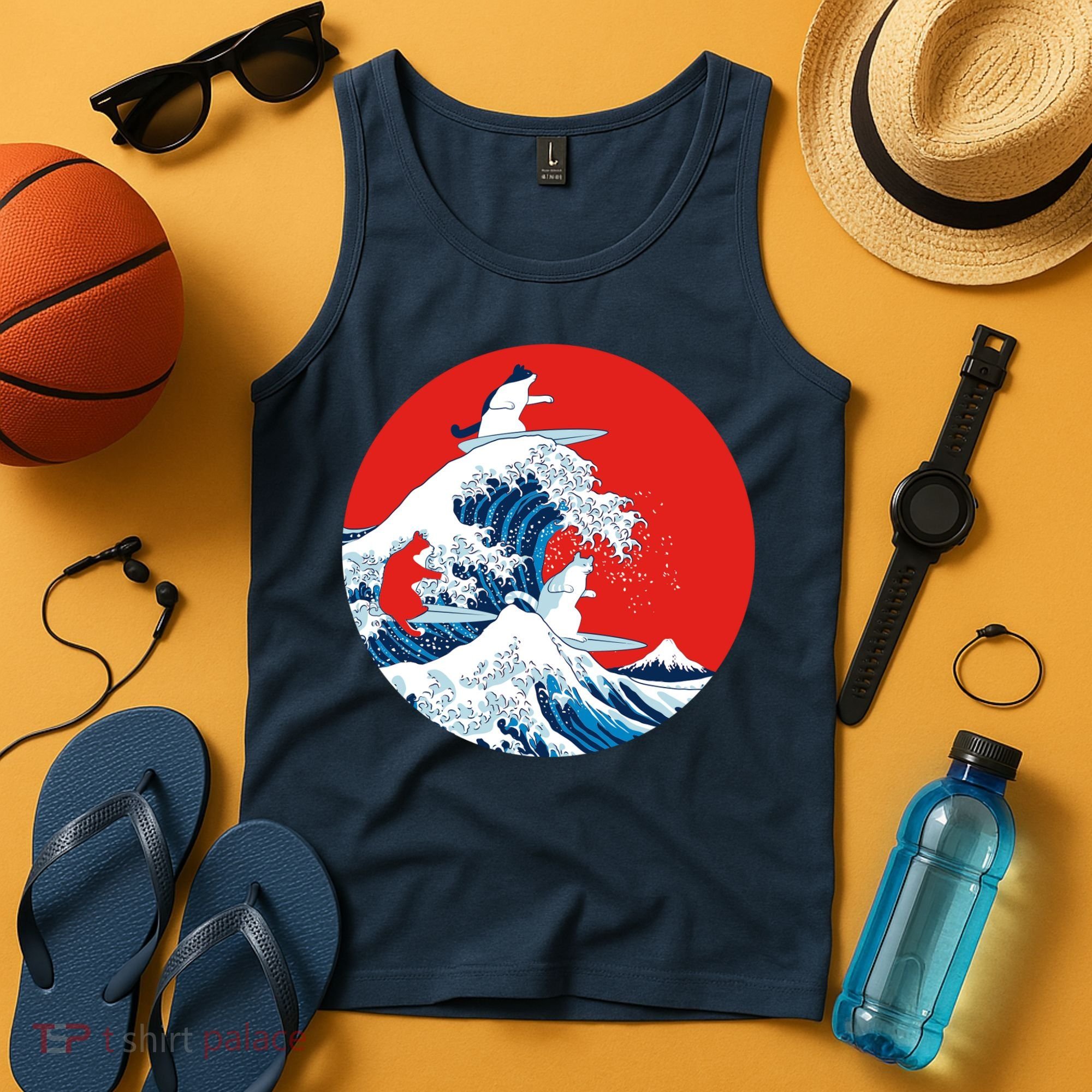 Great Kanagawa Wave Of Cats Tank Top