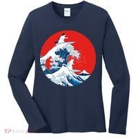 Great Kanagawa Wave Of Cats Women's Long Sleeve Shirt thumb 0