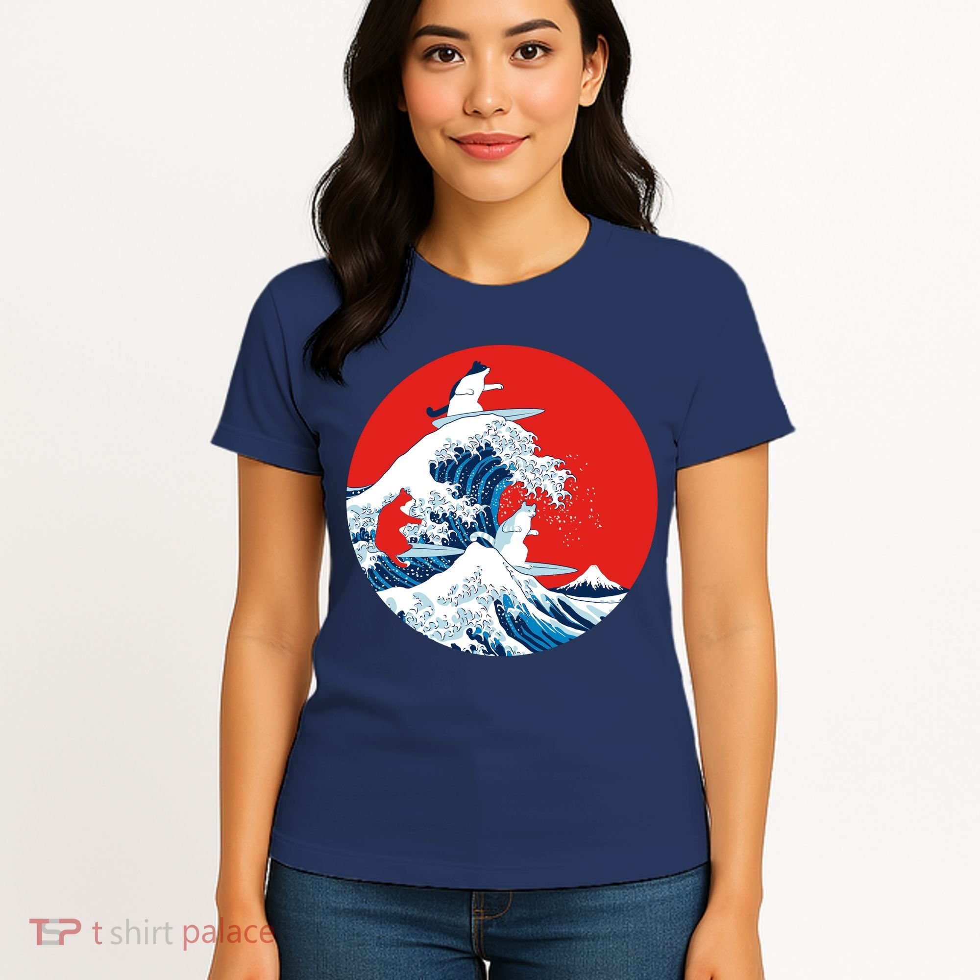 Great Kanagawa Wave Of Cats Women's T-Shirt