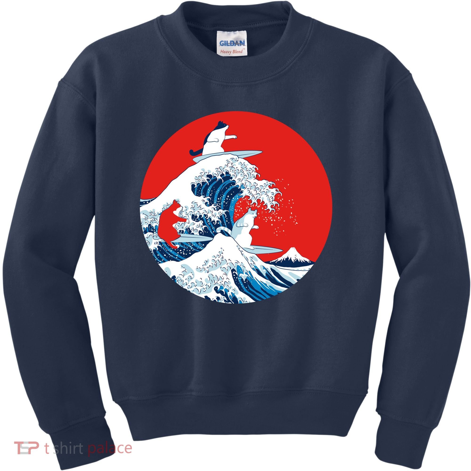 Great Kanagawa Wave Of Cats Kids Sweatshirt