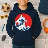 Great Kanagawa Wave Of Cats Kids Hoodie thumb 2