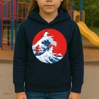 Great Kanagawa Wave Of Cats Kids Hoodie thumb 3