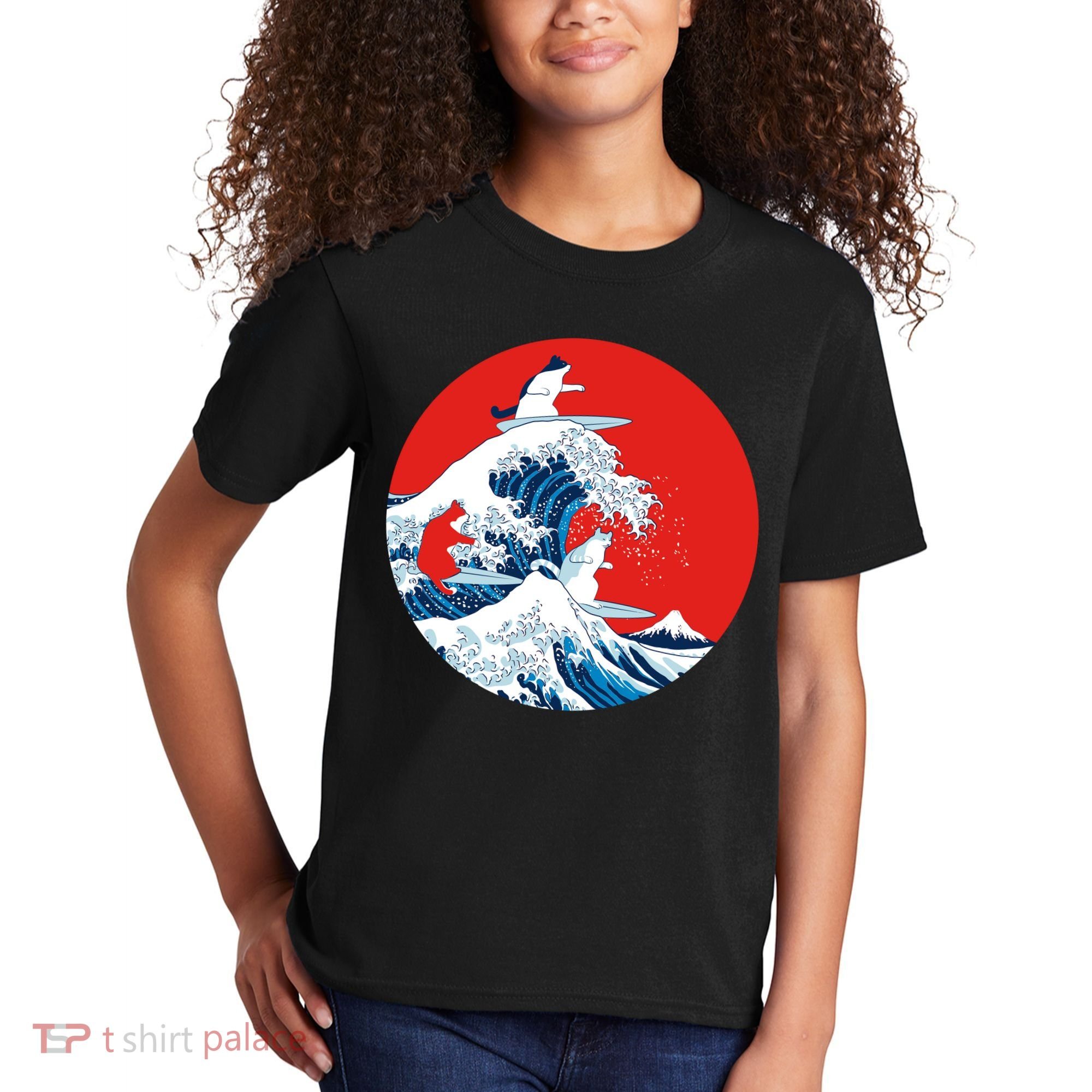 Great Kanagawa Wave Of Cats Kids T-Shirt