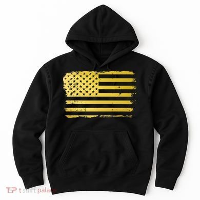 Gold Look American Flag Usa Hoodie