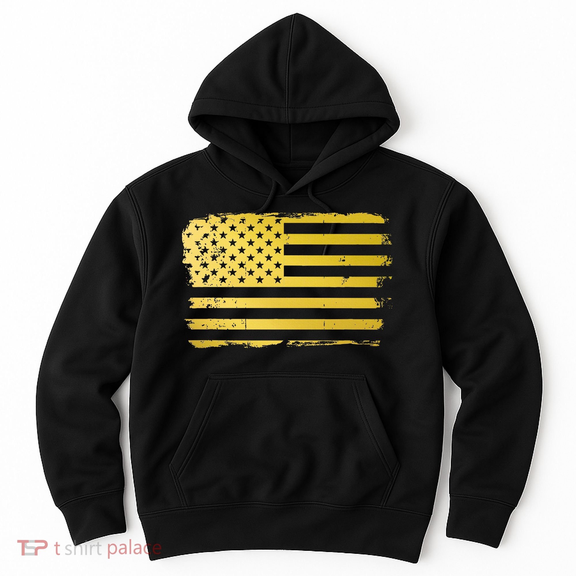 Gold Look American Flag Usa Hoodie