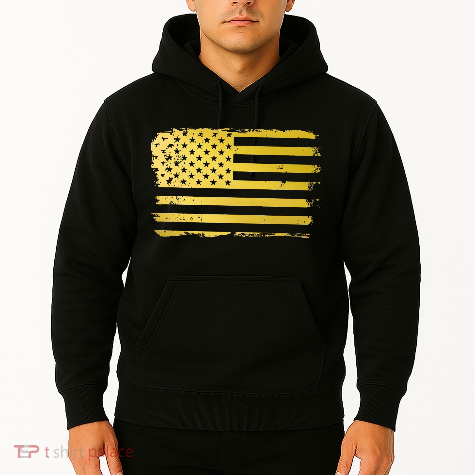 Gold Look American Flag Usa Hoodie