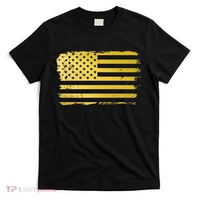 Gold Look American Flag Usa T-Shirt