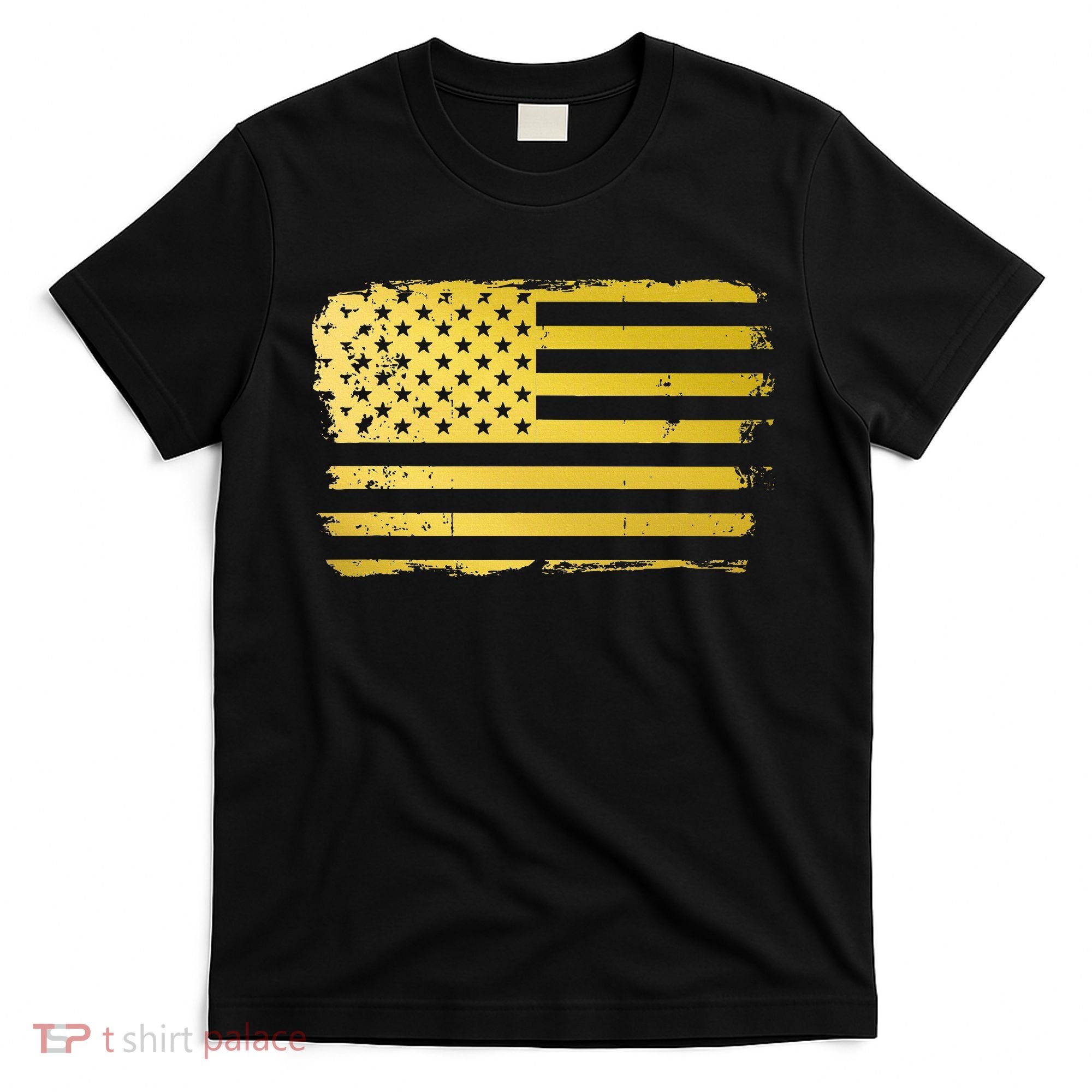 Gold Look American Flag Usa T-Shirt