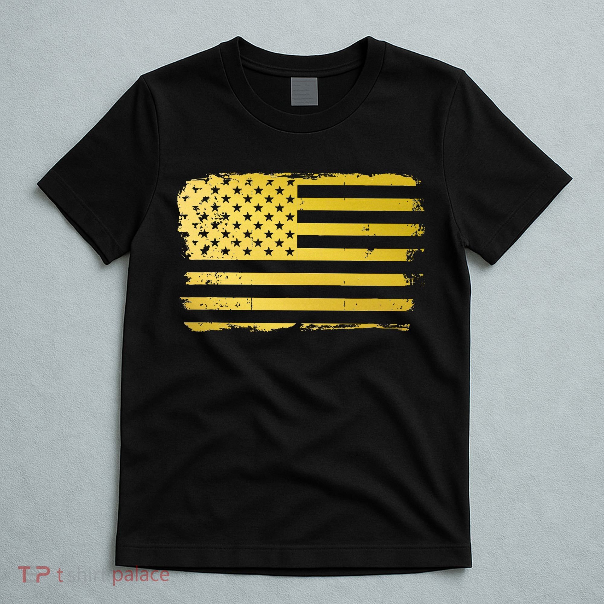 Gold Look American Flag Usa T-Shirt