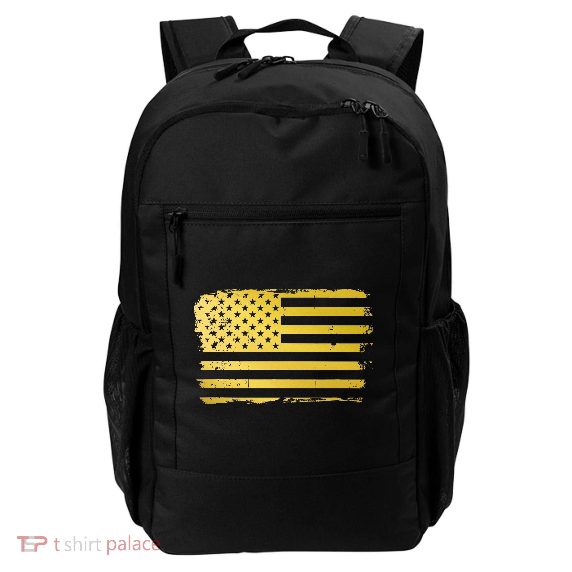 Gold Look American Flag Usa Backpack