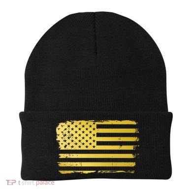 Gold Look American Flag Usa Beanie