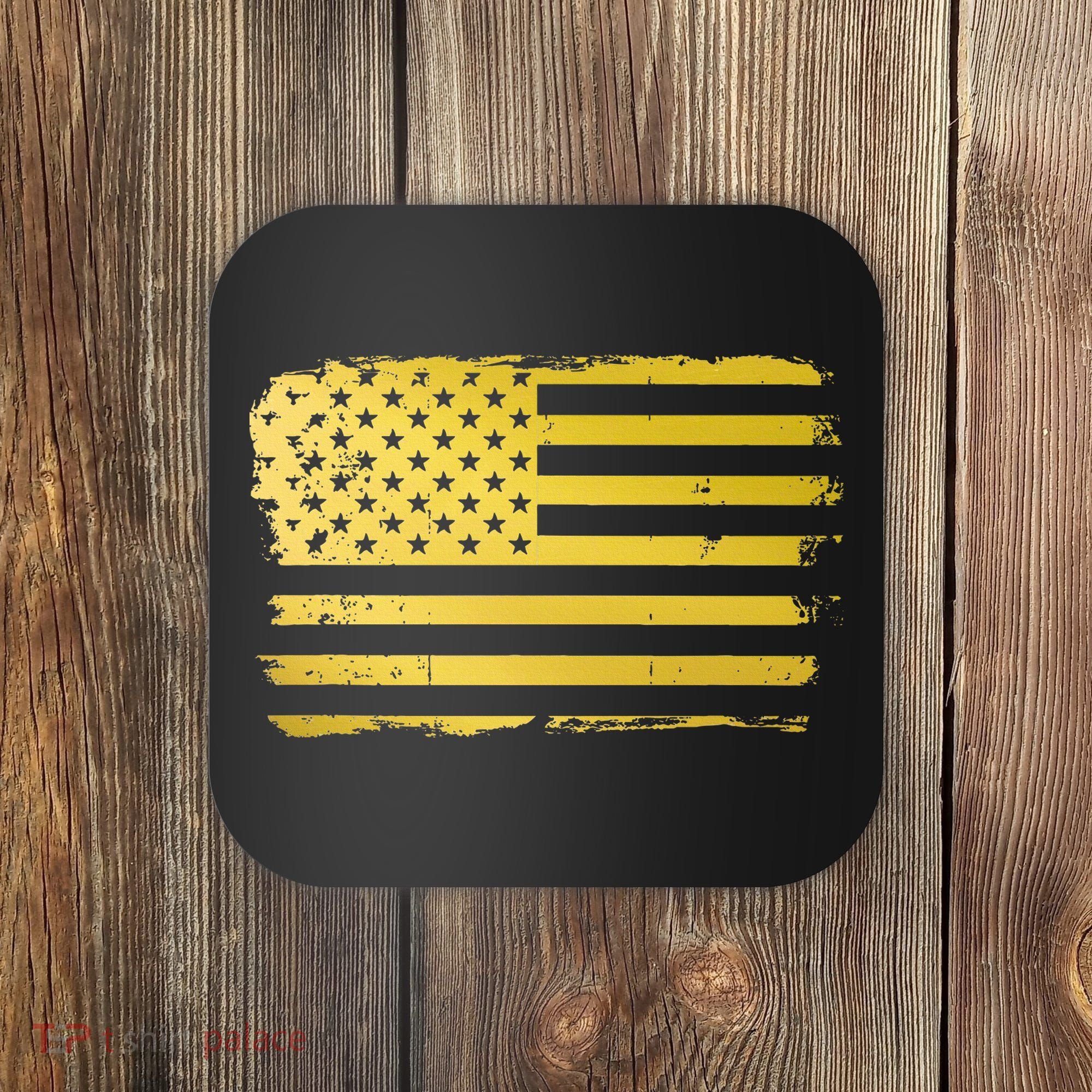 Gold Look American Flag Usa Coaster