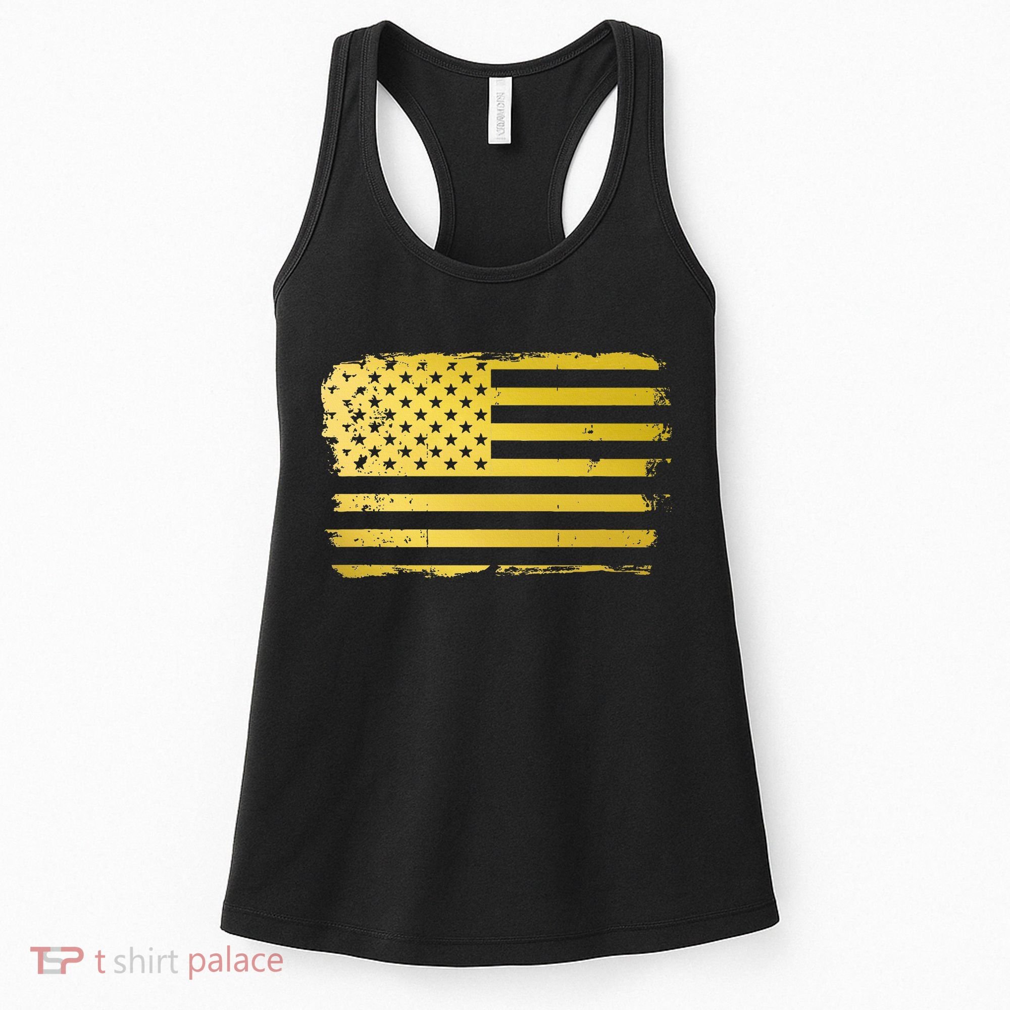 Gold Look American Flag Usa Women's Tank Top