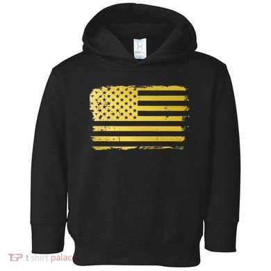 Gold Look American Flag Usa Toddler Hoodie