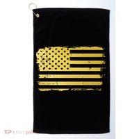 Gold Look American Flag Usa Golf Towel thumb 0