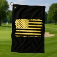 Gold Look American Flag Usa Golf Towel thumb 1