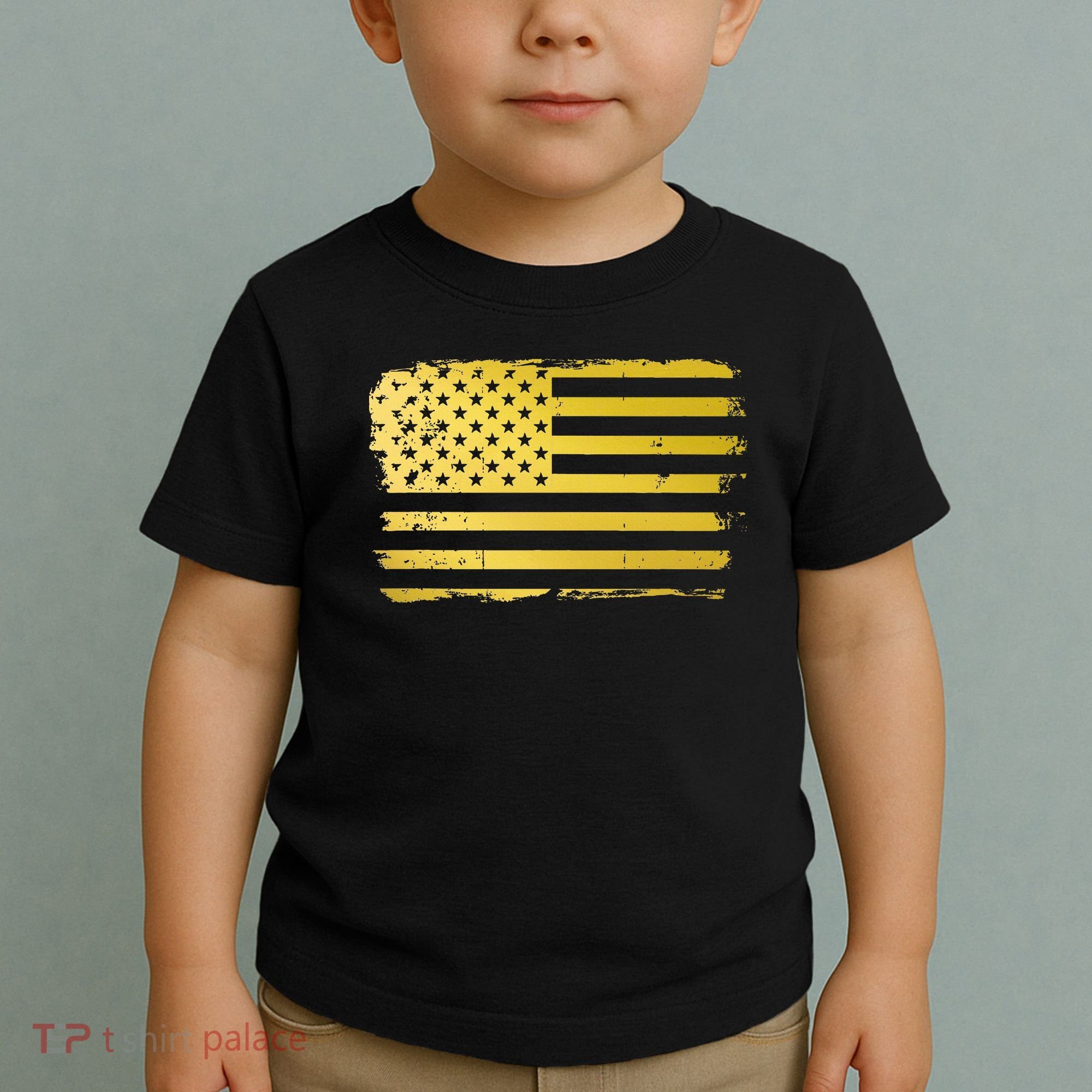 Gold Look American Flag Usa Toddler T-Shirt