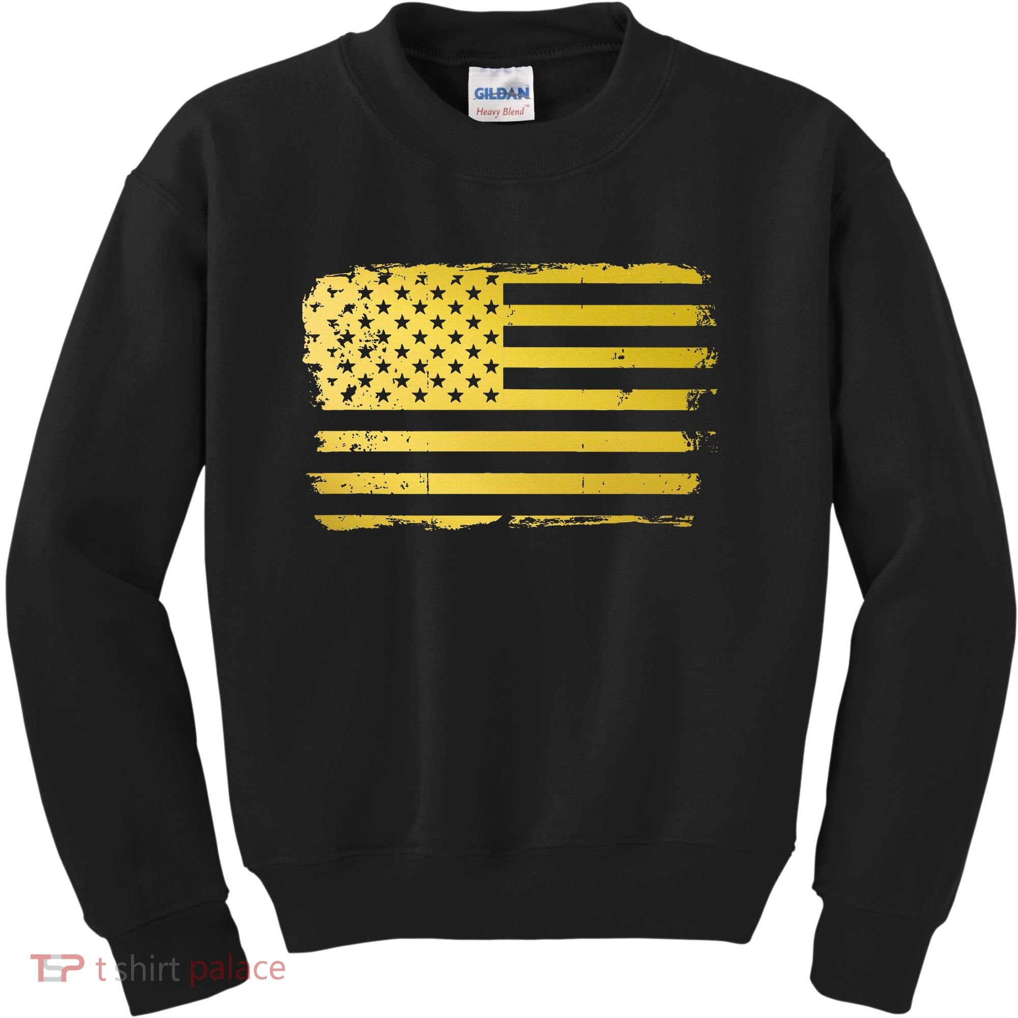 Gold Look American Flag Usa Kids Sweatshirt