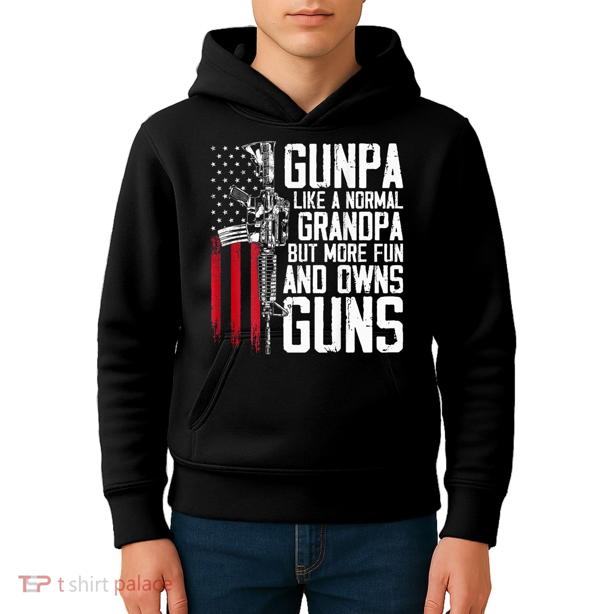 Gunpa Like A Normal Grandpa Fun And Owns Guns Kids Hoodie