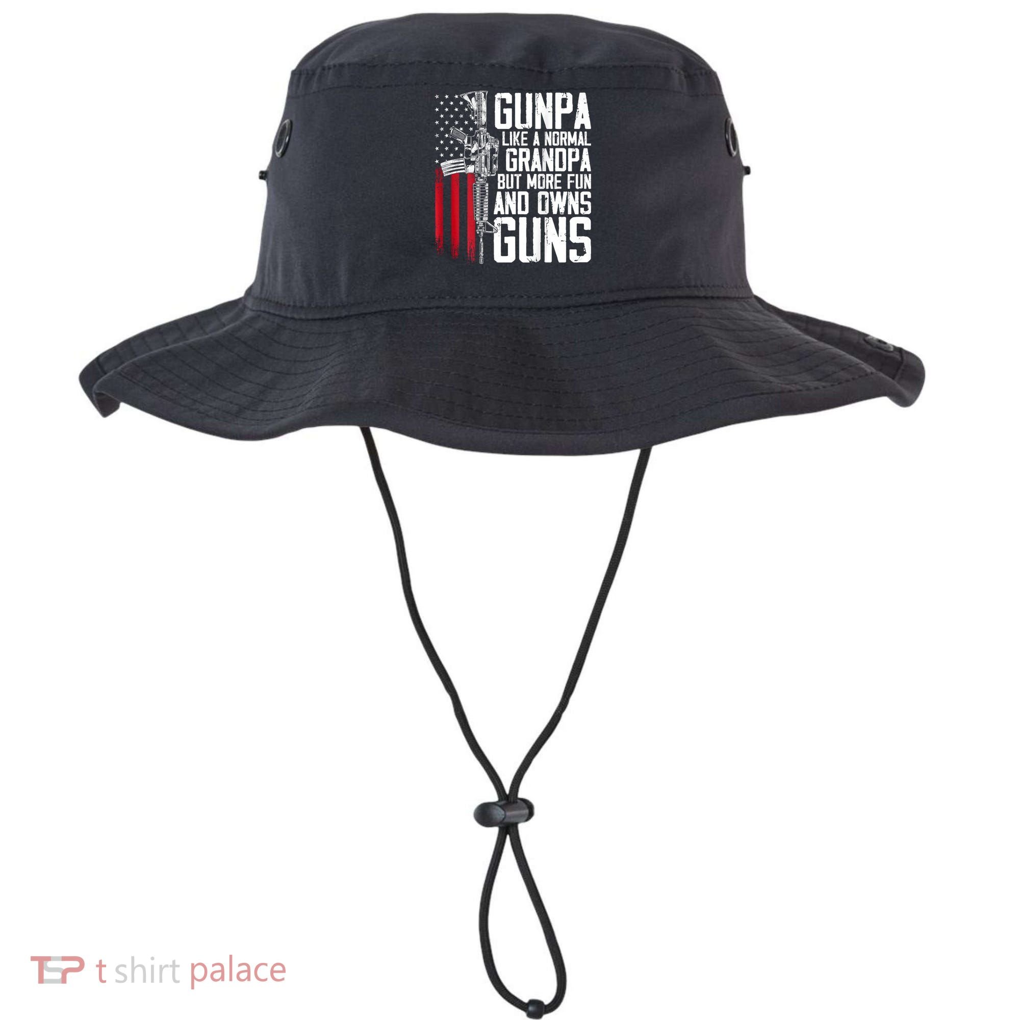 Gunpa Like A Normal Grandpa Fun And Owns Guns (On Back) Bucket Hat