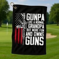 Gunpa Like A Normal Grandpa Fun And Owns Guns (On Back) Golf Towel thumb 1